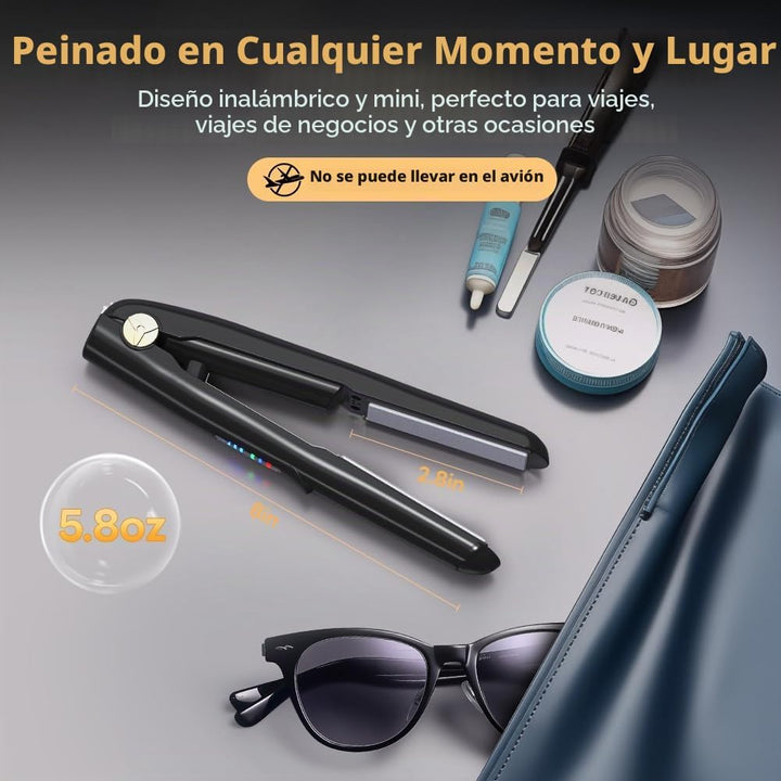 Alisador y rizador de pelo inalámbrico 2 en 1, plancha plana de cer...
