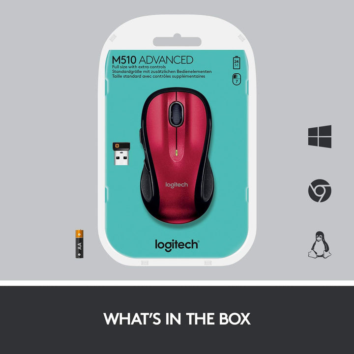 Logitech M510 - Mouse inalámbrico para computador Forma cómoda con...