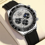 OLEVS Relojes Cronógrafo Masculinos de Moda Empresarial Analógico Quartz Reloj de Pulsera para Hombre, Cinturón de Silicona a prueba de agua con Luminiscente, Calendario