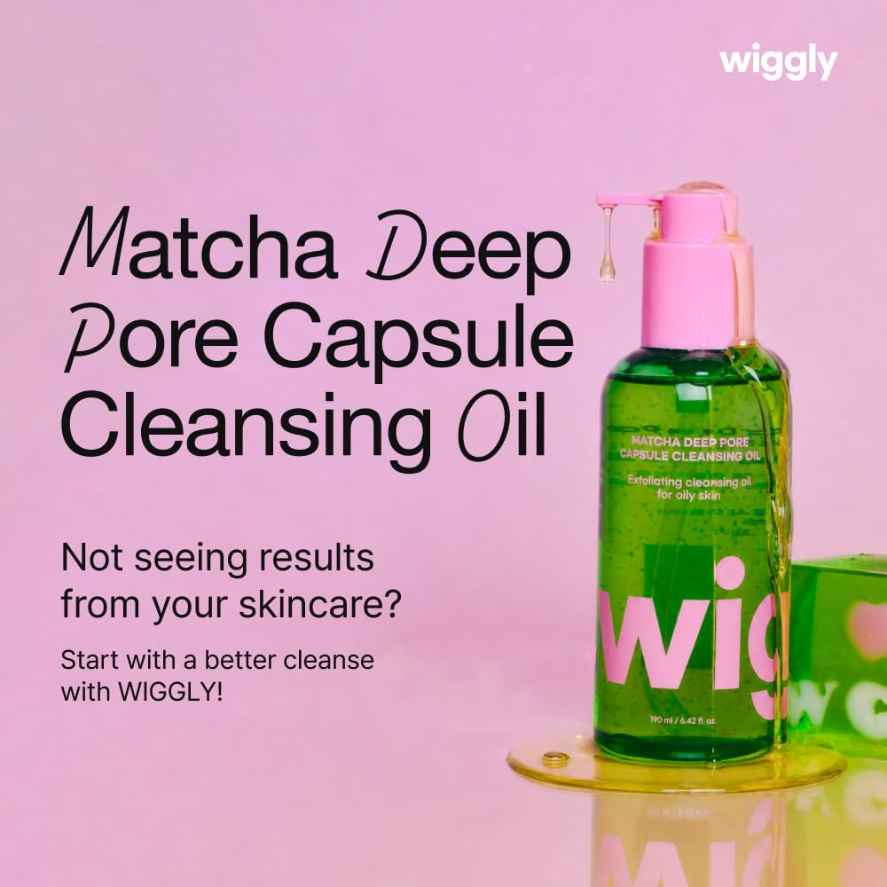 WIGGLY - Paquete de limpieza doble Matcha, aceite limpiador coreano para el cuidado de la piel, 6.42 onzas líquidas, limpiador de espuma de 4.06 onzas líquidas y cepillo de limpieza