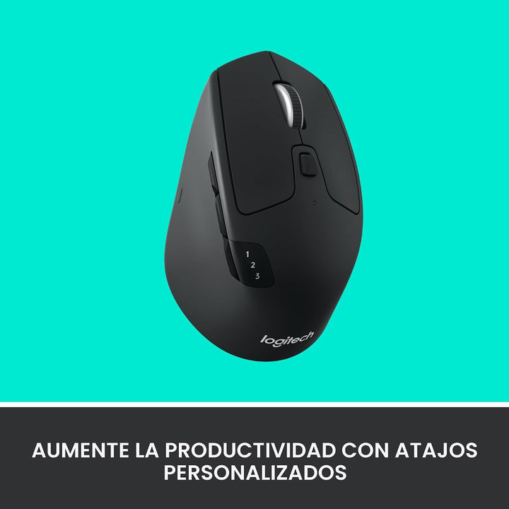Logitech M720 - Ratón inalámbrico de triatlón, Bluetooth, receptor...