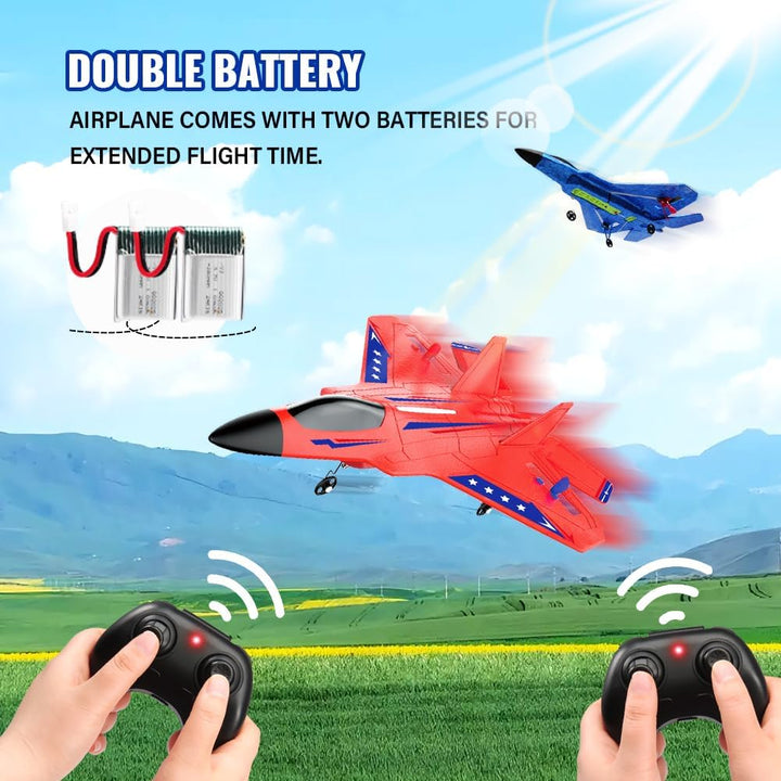 Avión RC Rojo F-22 Raptor para Niños, Vehículo de Juguete RC Mejora...