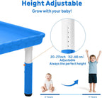FUNLIO Mesa sensorial para niños (35 x 24 pulgadas), mesa sensorial rectangular de altura ajustable, multiuso como mesa de agua y mesa de arena para interiores y exteriores, fácil de montar en 3
