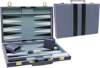 Backgammon - Juego de mesa clásico con funda de piel sintética de alta calidad, juego de estrategia de viaje portátil de backgammon para adultos, niños, noche de juego familiar, vacaciones y regalos (11 pulgadas, pequeño, gris)