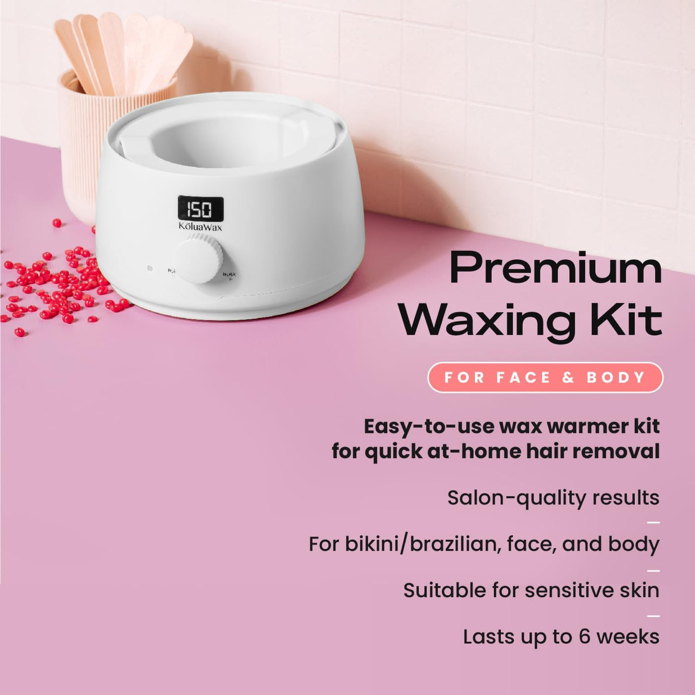 KoluaWax Kit de cera prémium para mujeres, apto para principiantes,...