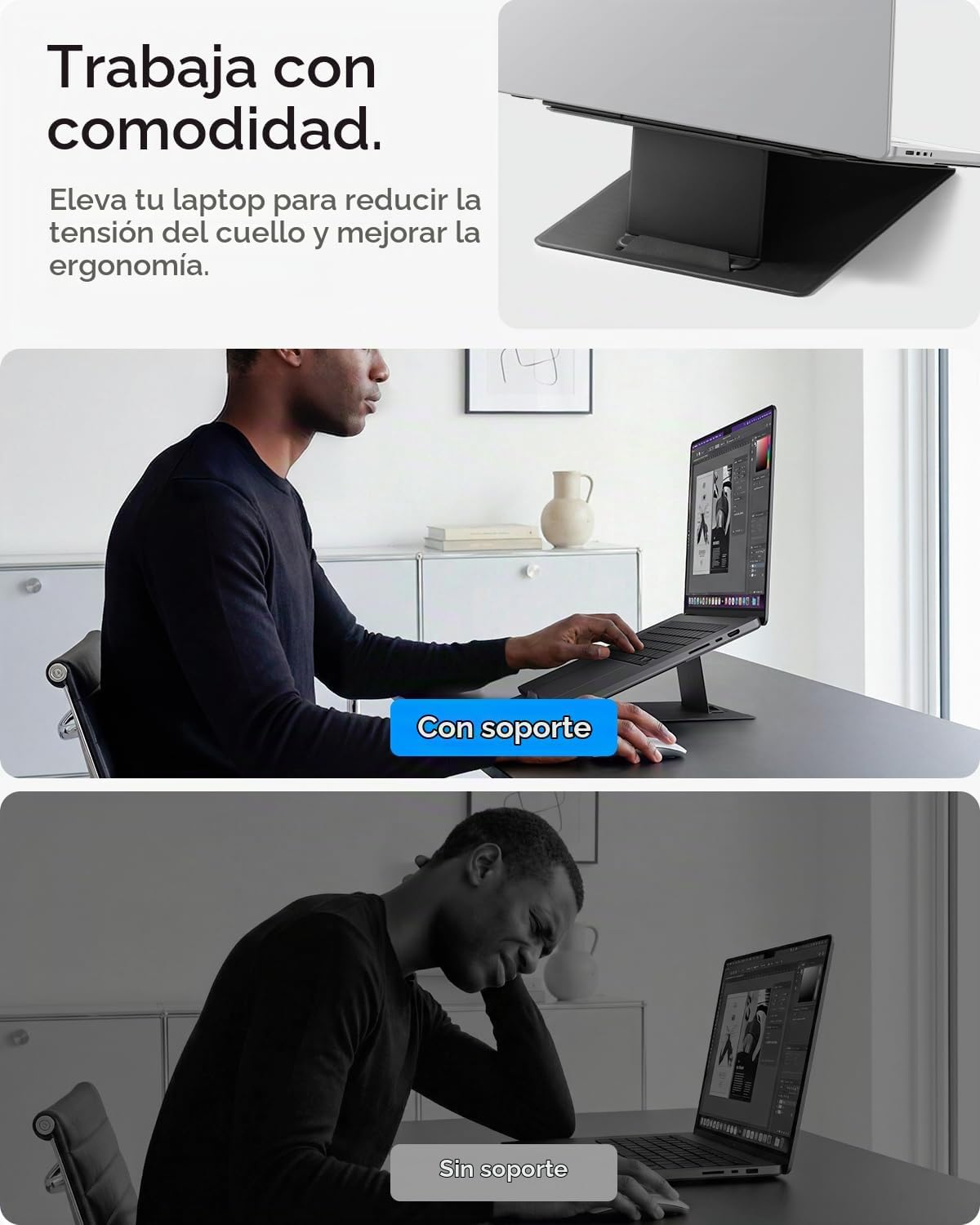 Spigen Soporte plegable para computadora portátil de escritorio de pie