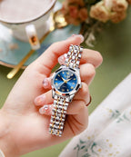 OLEVS Reloj Analógico de Cuarzo para Mujer, Acero Inoxidable Plateado de Dos Tonos, Moda, Resistente al Agua, Luminoso, con Fecha y Día, Relojes de Pulsera para Damas