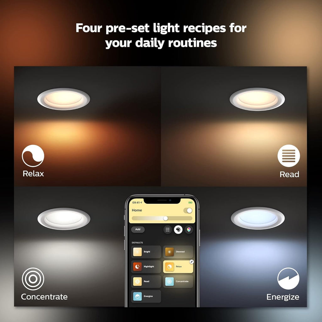 Philips Hue Retrofit - Iluminación empotrable inteligente de 4 pulgadas