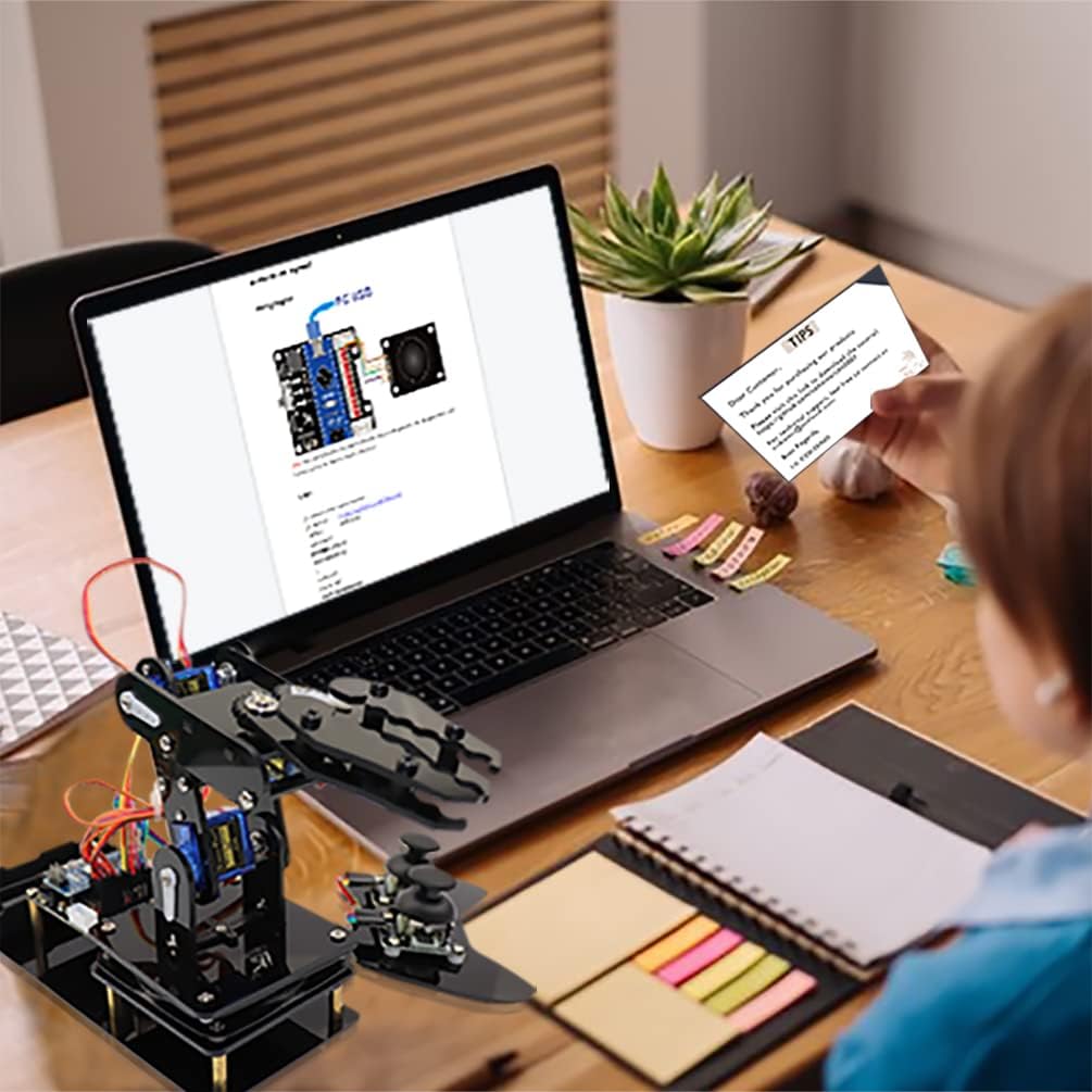 Brazo robot para Arduino, kit de construcción de robot inteligente que puede memorizar y repetir movimientos para principiantes, adolescentes/adultos para aprender electrónica, programación