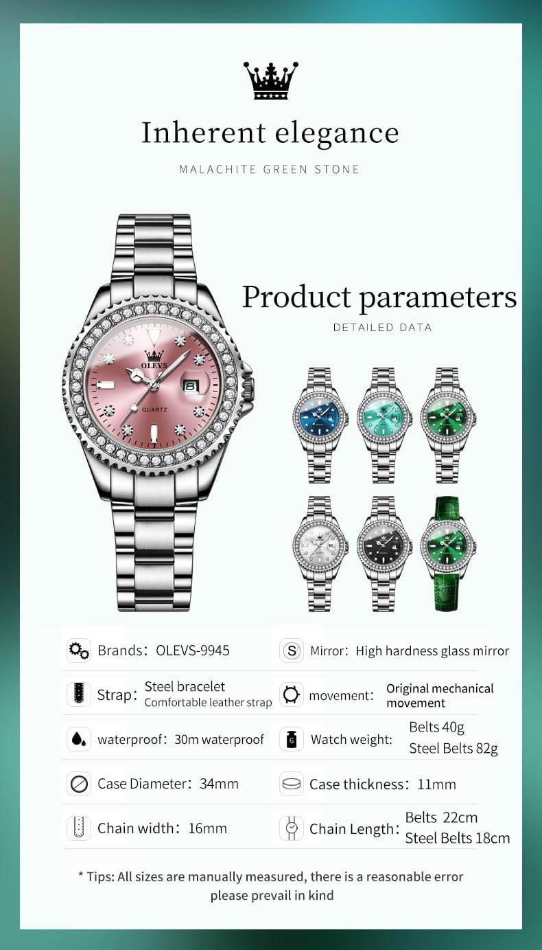 OLEVS Relojes para Mujeres Lujo Diamante con Fecha Analógico Cuartz para Mujer