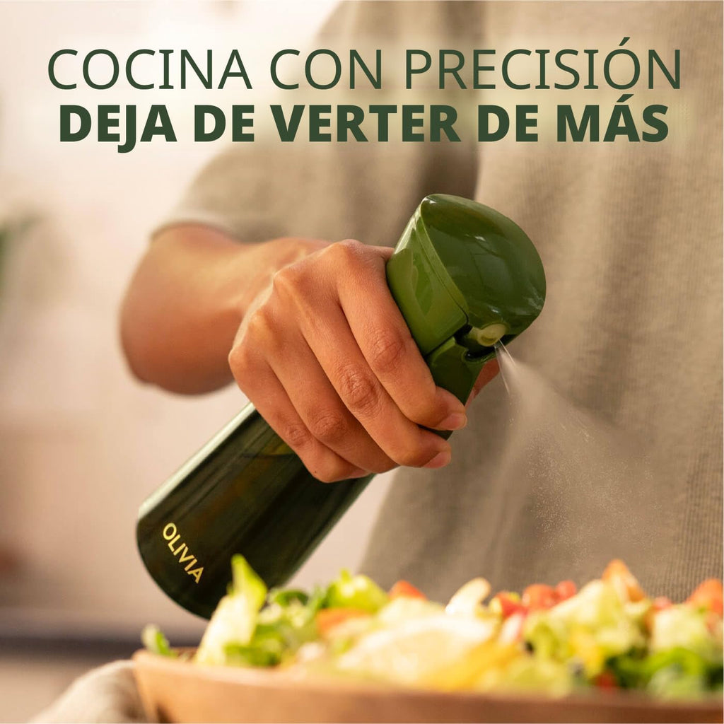 FLAIROSOL OLIVIA SIGNATURE Pulverizador de Aceite para Cocinar, Vidrio 200ml, Verde/Oro