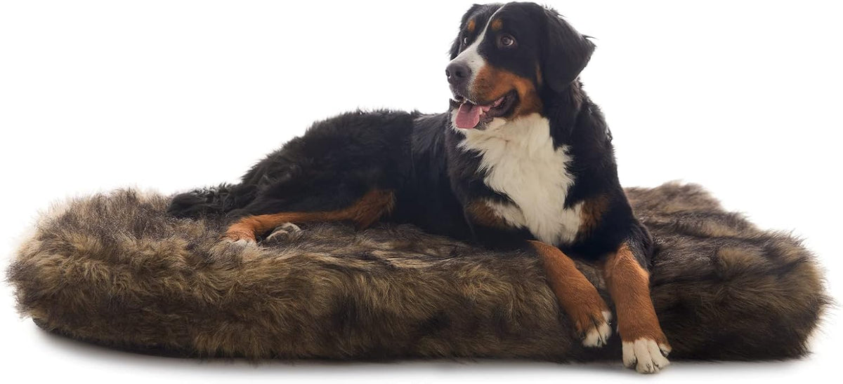 Laifug - Cama para perro de piel sintética de lujo, espuma viscoelástica de