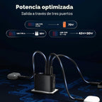 Cargador inteligente LED Wozoyo GaN de 70 W, carga 2XType-C y USB-A Superfast 2.0, compatible con iPhone 17/16/16 Pro Max/15 Series/iPad Pro, teléfonos inteligentes, tabletas y más, PD/PPS/QC 3.0