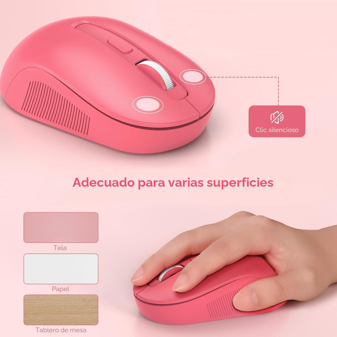 Combo de teclado y mouse inalámbricos, bonito teclado retro de tama...