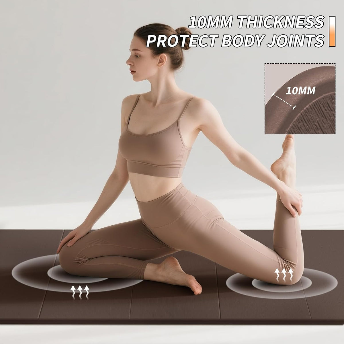 PAIDU Esterilla de yoga plegable para fitness, extra gruesa de 2/5 pulgadas (0.394 in) | TPE antideslizante certificado SGS | 75 x 26 pulgadas extra larga | portátil y fácil de almacenar | para yoga
