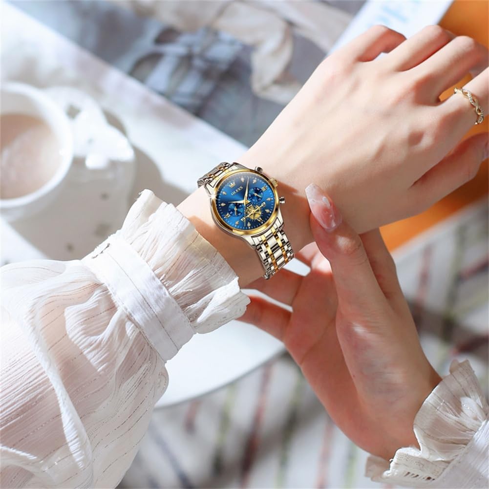 OLEVS Relojes para Mujer de Vestir Lujo Acero Inoxidable a Prueba de Agua Reloj de Muñeca