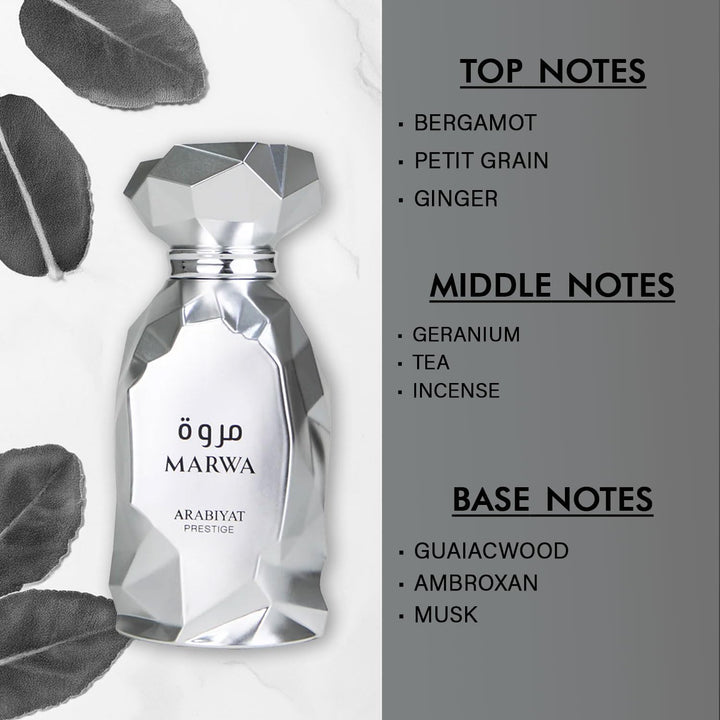 my perfumes Arabiyat Prestige Marwa Eau de Parfum, 3.4 fl oz, plata...