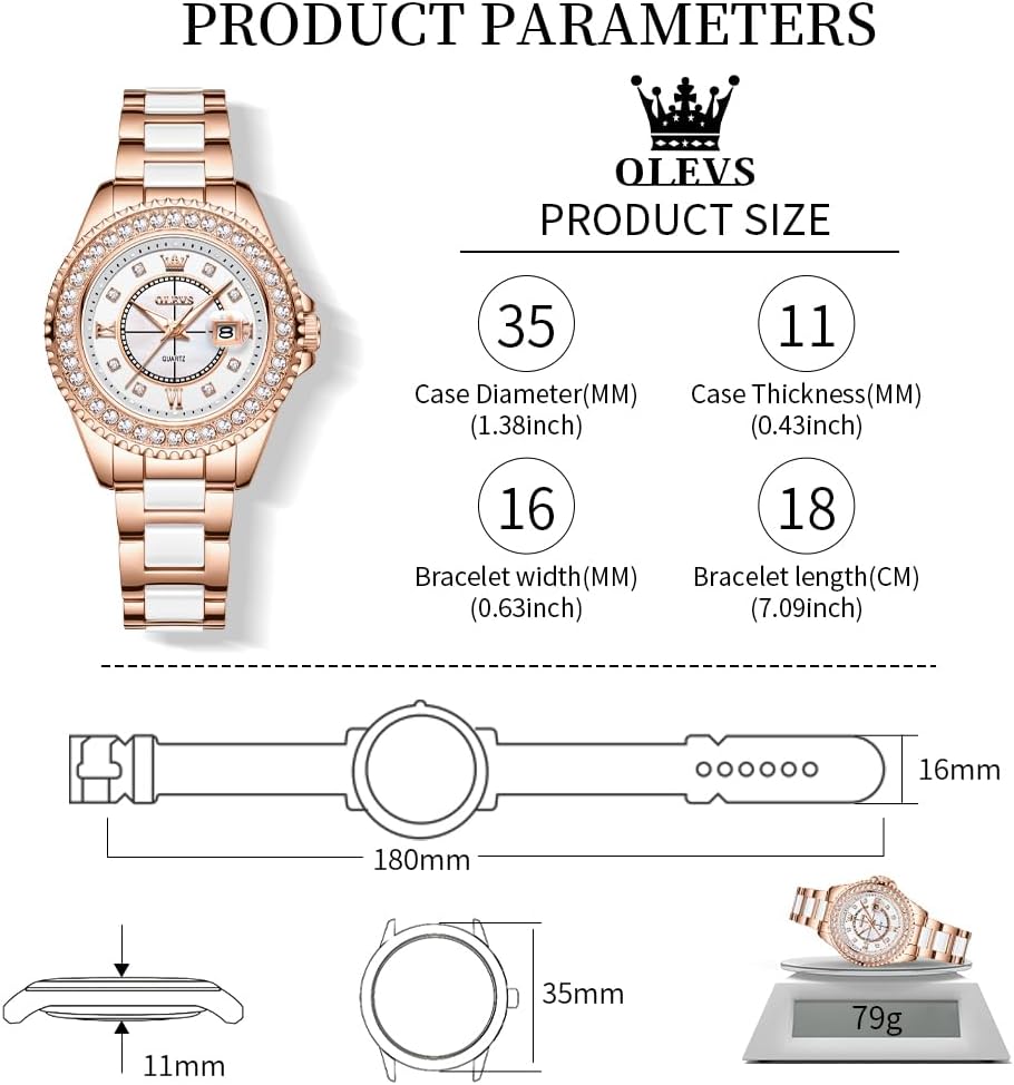 OLEVS Relojes para Mujeres Lujo Diamante con Fecha Analógico Cuartz para Mujer