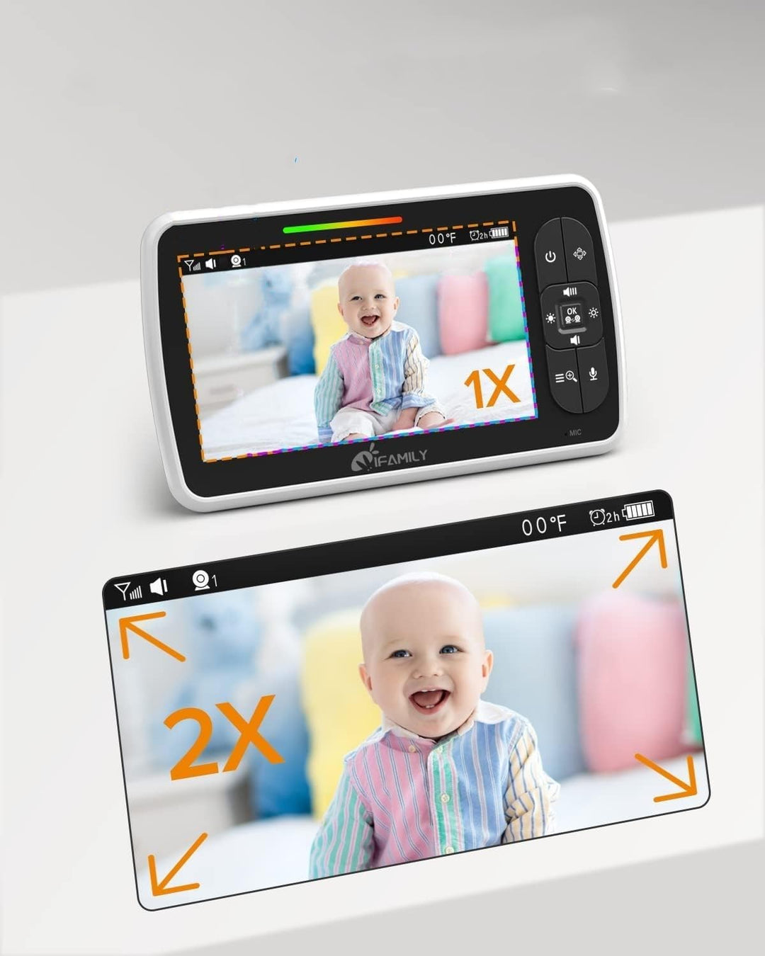 iFamily Monitor de bebé \u2013 Pantalla grande de 5 pulgadas con ba...