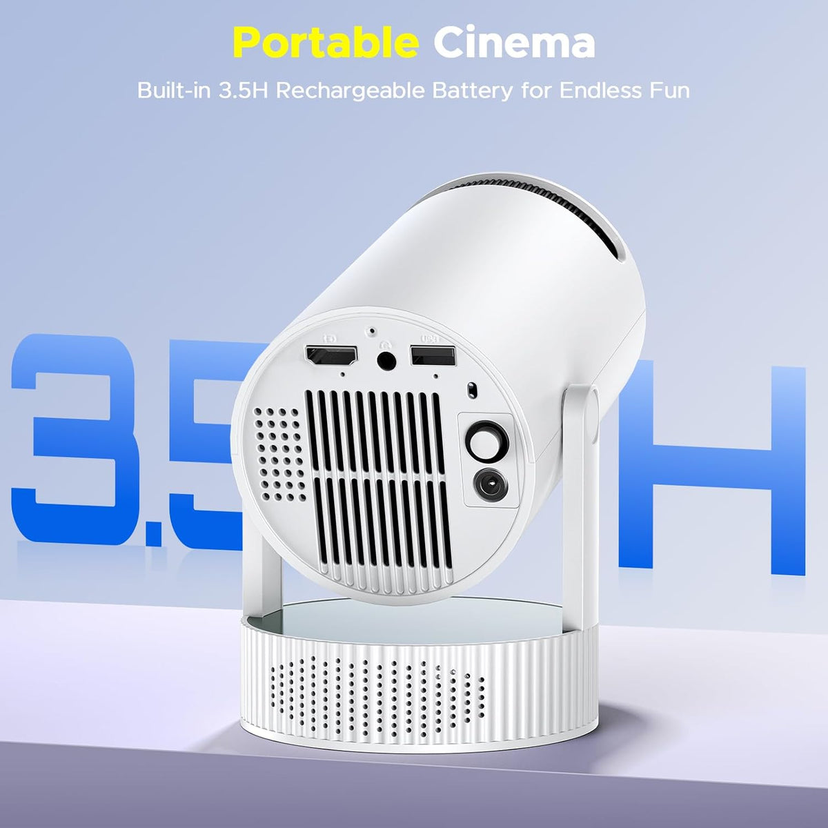 Mini proyector con WiFi y Bluetooth, batería recargable incorporada...