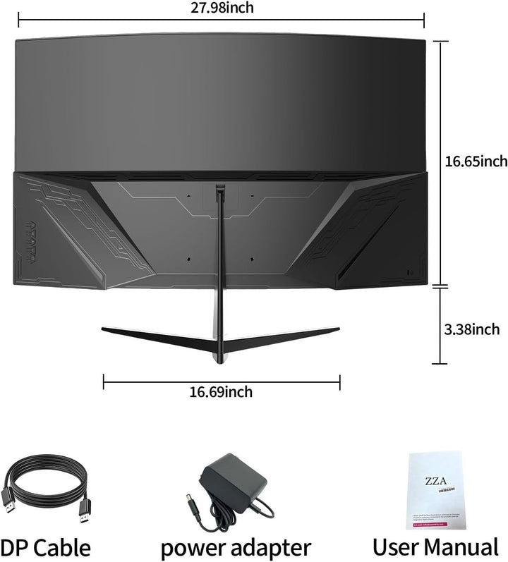 ZZA Monitor curvo de 32 pulgadas, monitor de computadora para juego...