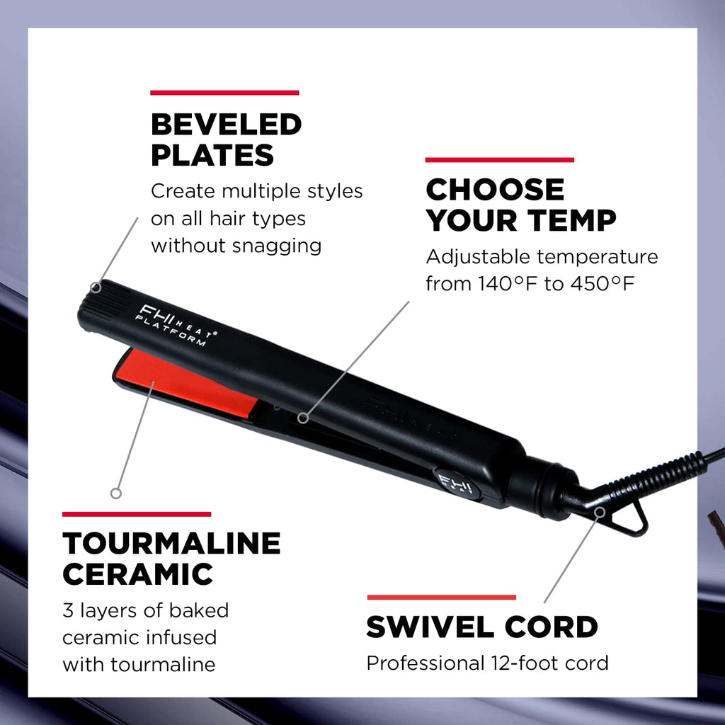 FHI HEAT Plancha de pelo de turmalina Platform Pro Styling para tod...