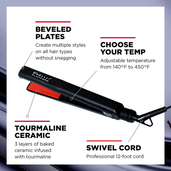 FHI HEAT Plancha de pelo de turmalina Platform Pro Styling para tod...