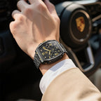 OLEVS Reloj para Hombres Analógico Cuarzo Lujo Diamante Resistente al Agua Cronógrafo Acero Inoxidable Carita Grande Cuadrado Fecha Fase Lunar Romano Relojes de Vestir para Hombres