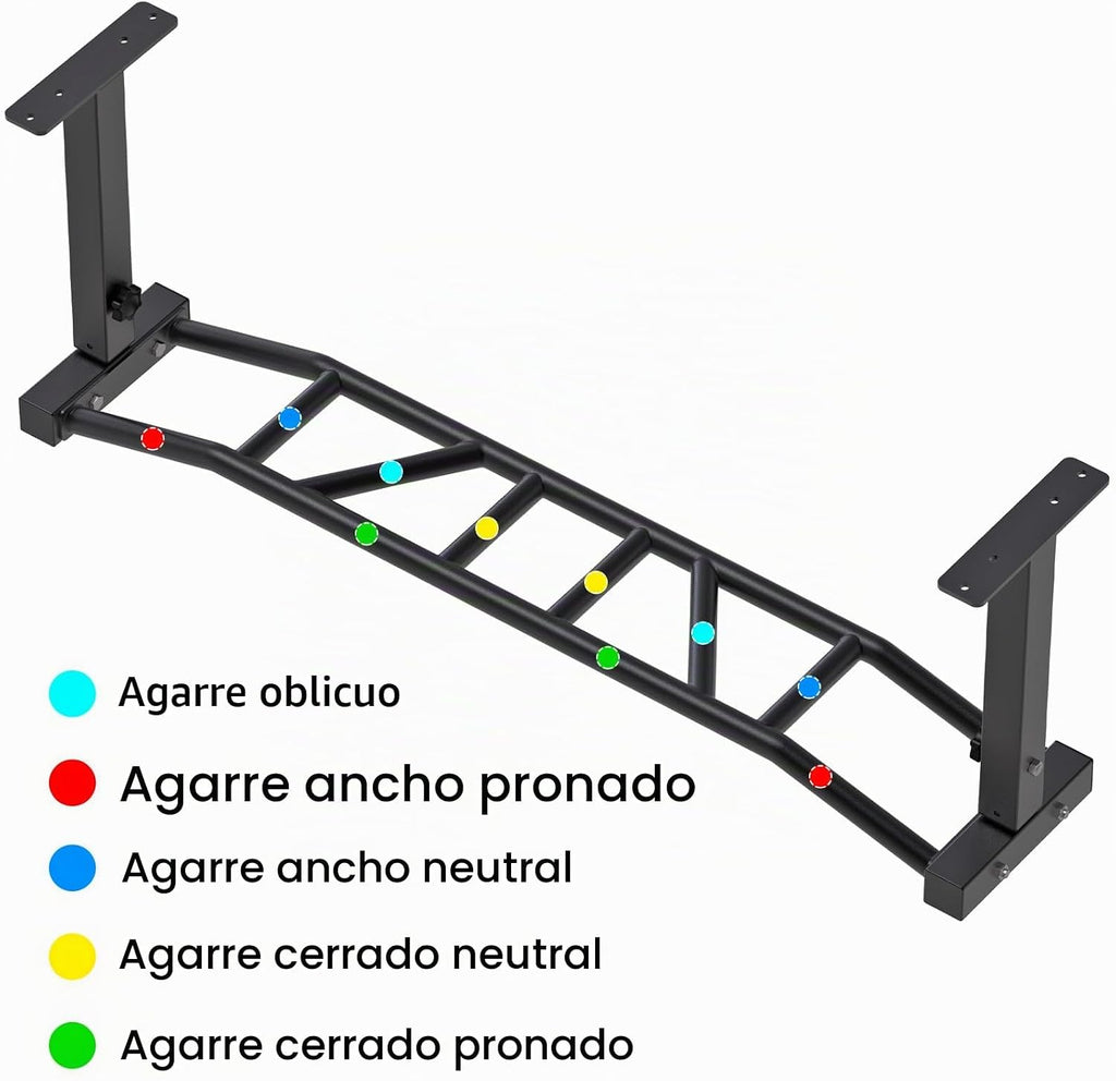 Kipika Barra de dominadas montada en el techo de 48 pulgadas, barra de barbilla multiagarre resistente, barra de dominadas montada, altura ajustable, bandas de dominadas para dominadas y estiramiento