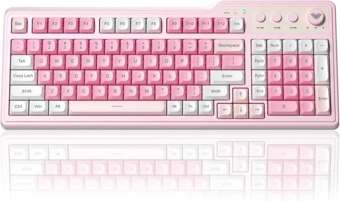 Aula F3099 - Teclado inalámbrico con perilla multimedia, triple mod...