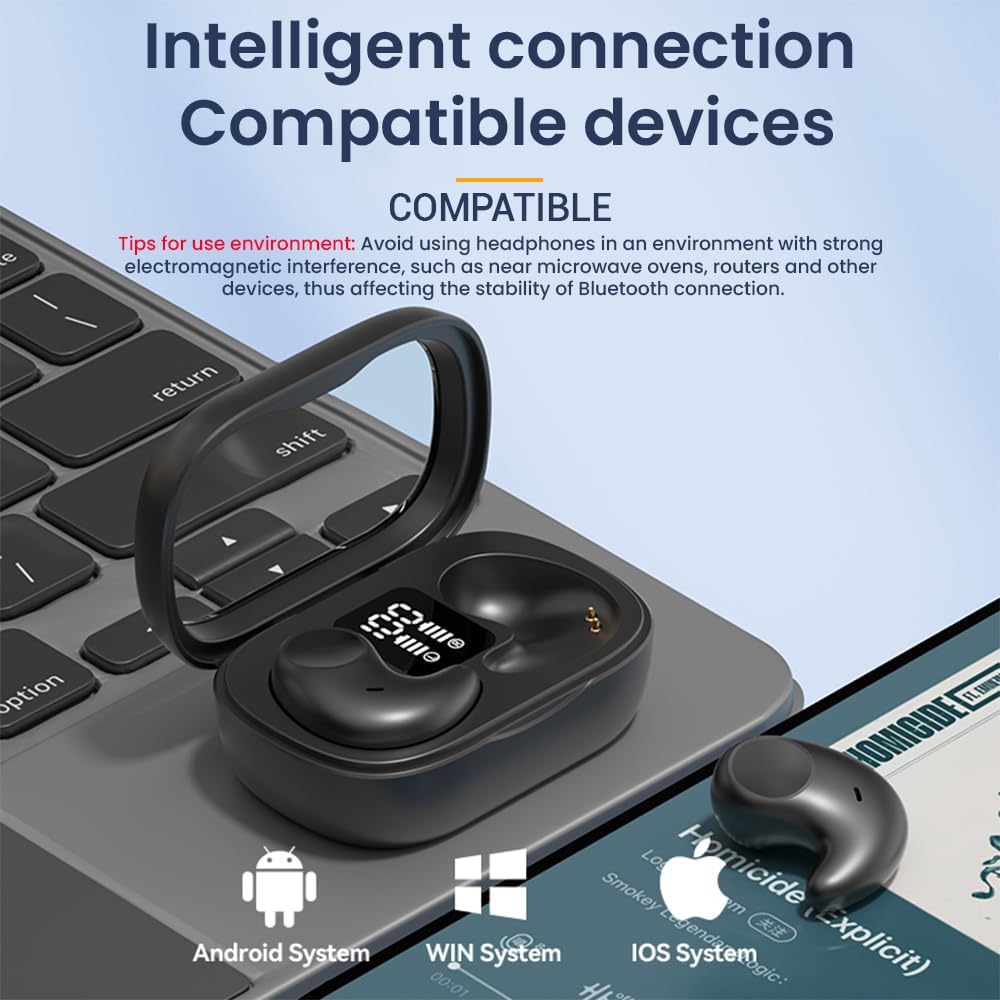Piluyaa Auriculares para dormir con Bluetooth en el oído, auricular...