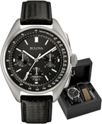 Bulova Serie Archive Lunar Pilot para Hombre - Conjunto de Reloj Cronógrafo de Cuarzo de Alto Rendimiento de 6 Manecillas, Acero Inoxidable y Correa de Nailon Negro, Cristal de Zafiro Estilo: 96B251