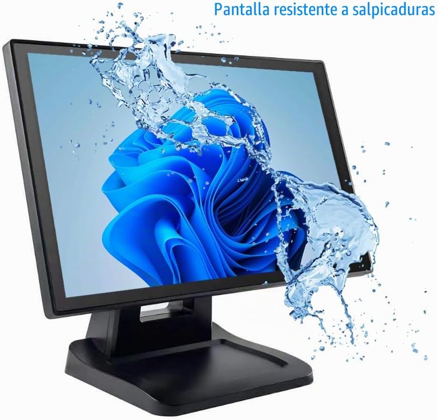 ANGEL POS Monitor POS de pantalla táctil FHD IPS de 15.6 pulgadas 1920 x 1080 con soporte de metal, 10 puntos táctiles HDMI VGA, pantalla impermeable a prueba de polvo 1080P, industrial, oficina, venta al por menor, gimnasio, almacén (negro)