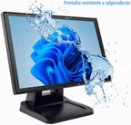 ANGEL POS Monitor POS de pantalla táctil FHD IPS de 15.6 pulgadas 1920 x 1080 con soporte de metal, 10 puntos táctiles HDMI VGA, pantalla impermeable a prueba de polvo 1080P, industrial, oficina, venta al por menor, gimnasio, almacén (negro)