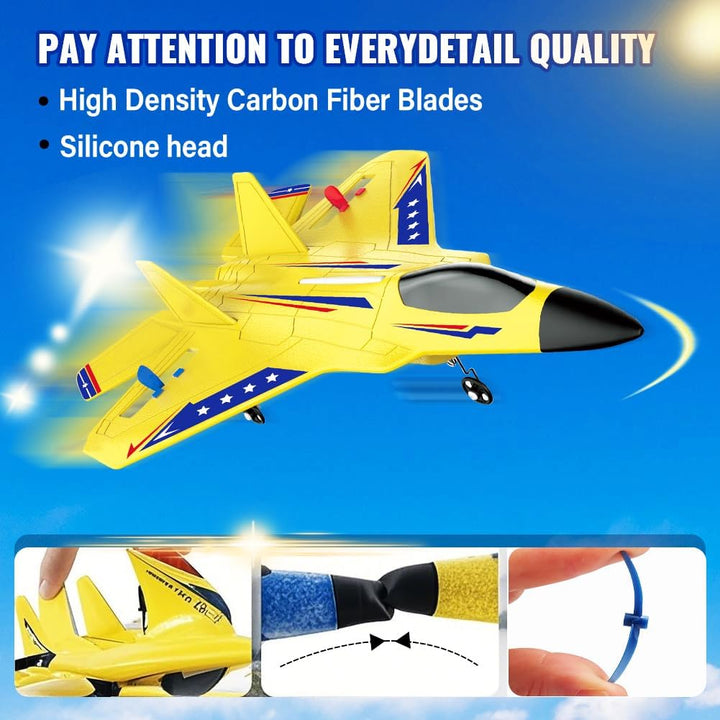 Avión RC Amarillo para Niños Actualización F-22 Raptor Fighter Avió...