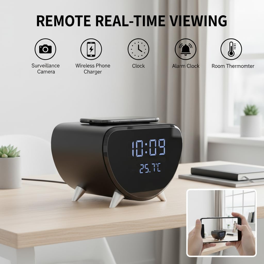 ULar Cámara inalámbrica del reloj del cargador del teléfono 4K Wifi6 con la