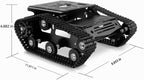 Kit de chasis de coche robot inteligente, chasis de tanque grande de metal completo con motores de 2WD para Arduino Raspberry Pi Jetson Python DIY Kit de aprendizaje de auto inteligente (negro, con motor de CC)