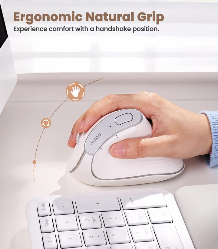 Nulea M510 - Mouse vertical inalámbrico, ergonómico para un seguimi...
