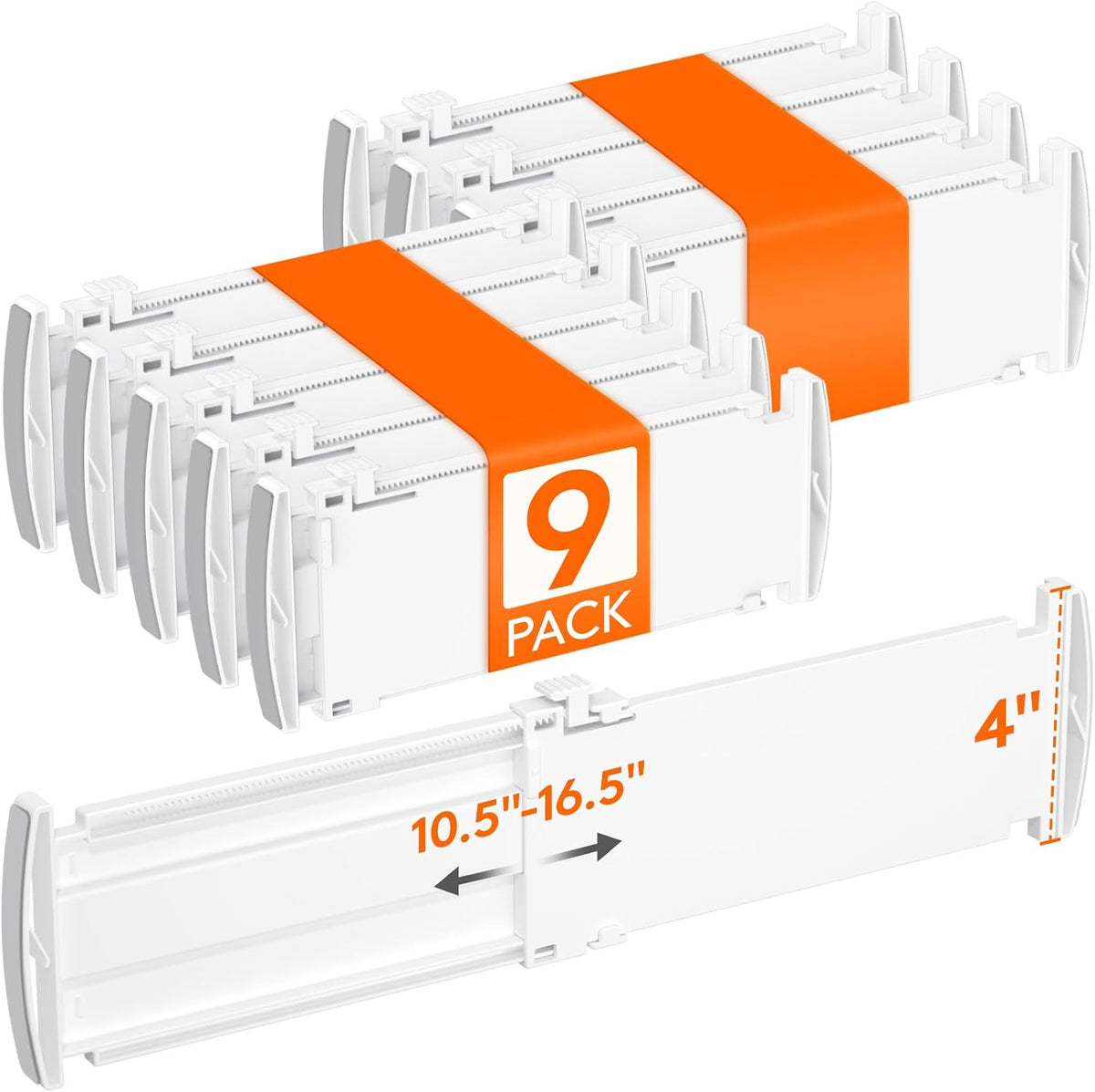 Lifewit Paquete de 9 Separadores de Cajón de 4" de Alto, Organizador de Cajones Ajustable para Ropa