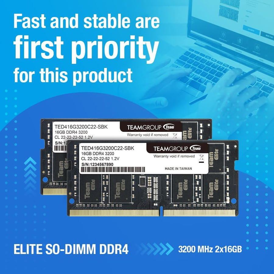 TEAMGROUP Elite DDR4 32GB Kit (2 x 16GB) 3200MHz PC4-25600 CL22 (29...