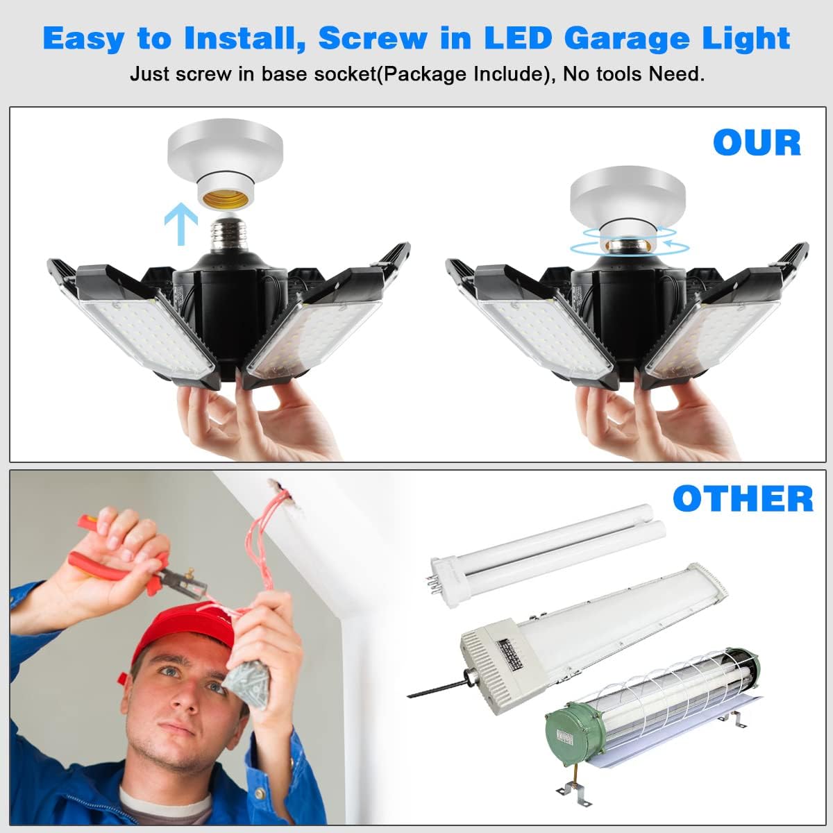 Lámpara Luces de garaje - 32000LM LED luces de techo de garaje 6500K luz