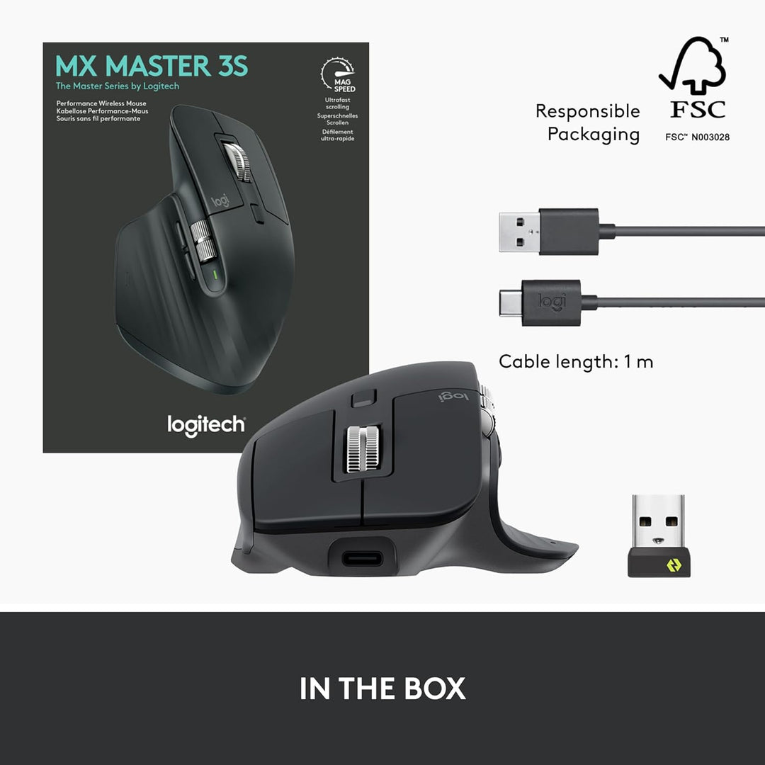 Logitech MX Master 3S Ratón Inalámbrico Edición Estándar con Recept...