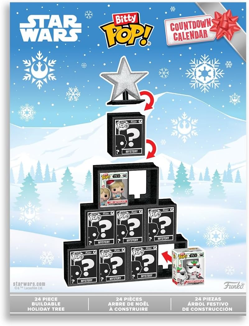 Funko Calendario de cuenta regresiva Pop! Bitty: Star Wars - 24 días de sorpresas - Mini figuras de vinilo coleccionables - Caja misteriosa - Idea de regalo - Regalo de vacaciones para niños - Cuenta
