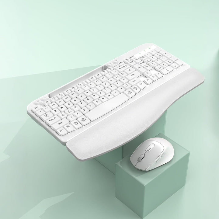 Combinación de teclado y mouse inalámbricos, teclado ergonómico de...