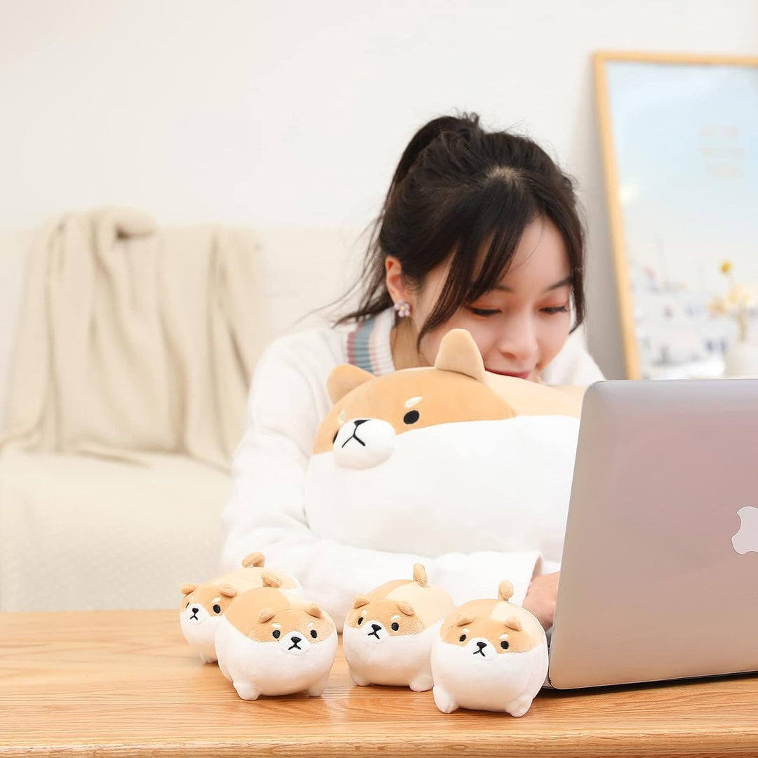 SQEQE Juguete de peluche Shiba Inu con 4 peluches de Shiba Inu en s...