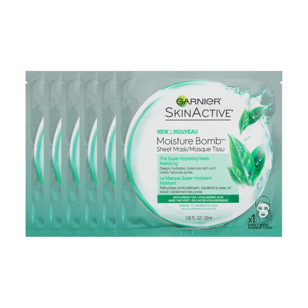 Mascarilla de papel Moisture Bomb SkinActive de Garnier, 6 unidades