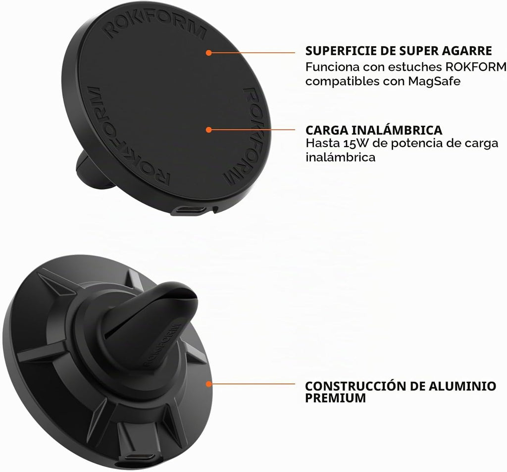 Rokform Cargador de coche inalámbrico magnético, montaje en ventilación