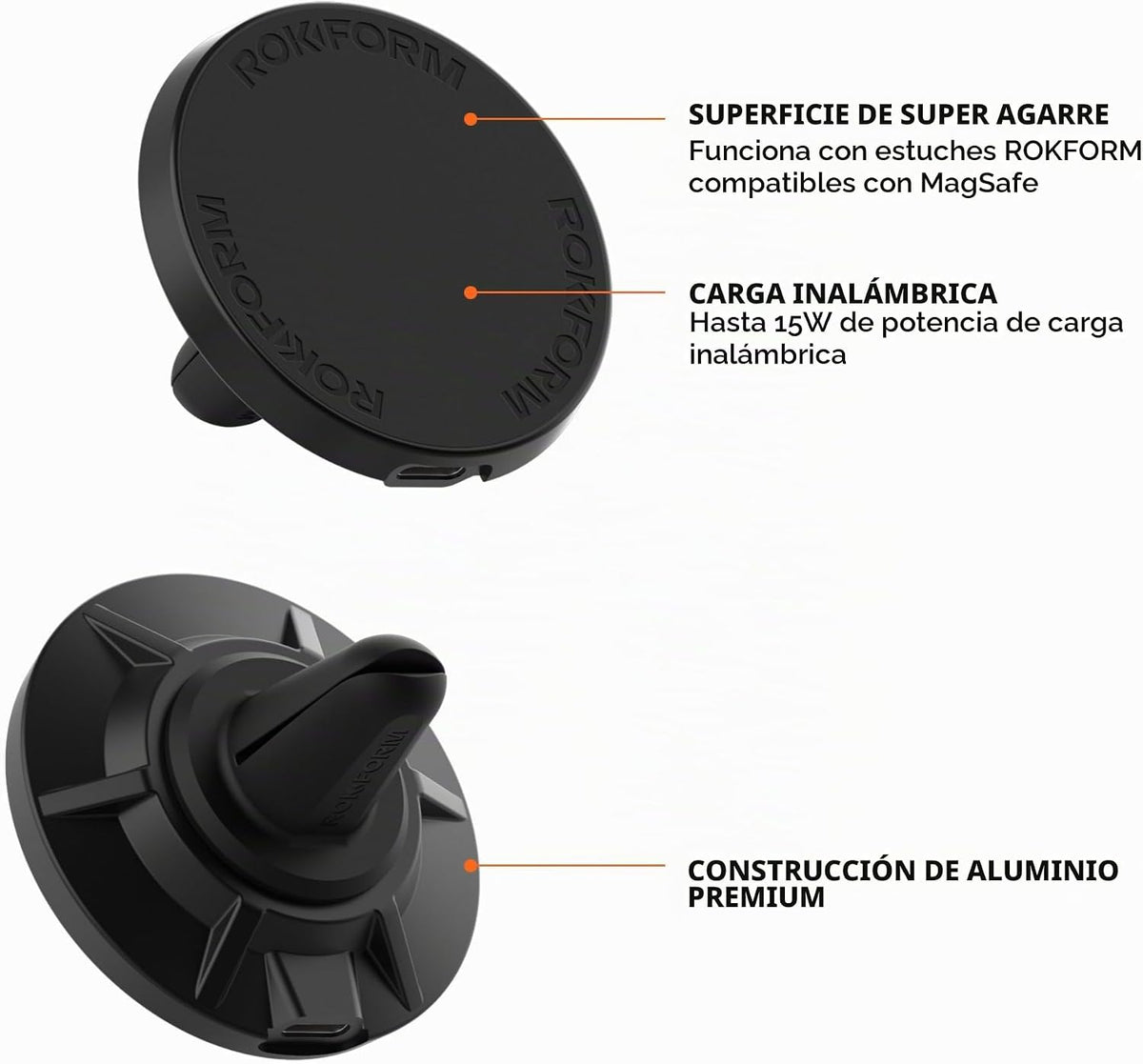 Rokform Cargador de coche inalámbrico magnético, montaje en ventilación