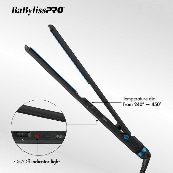 BabylissPRO Nano Titanium Ultra-Thin Hair Straightener, Professiona...