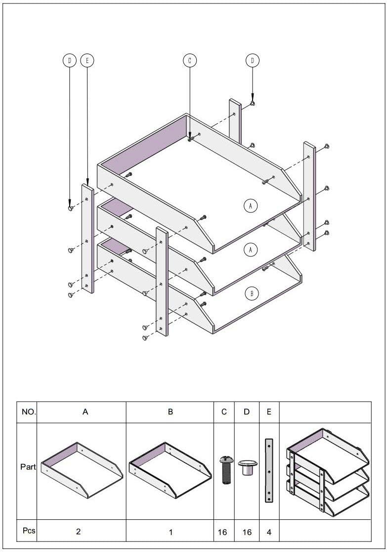 Organizador de escritorio de piel, bandeja de 3 niveles apilable para suministros de oficina, papel, archivo, revista, organización perfecta para oficina para escritorio (marrón-3 niveles)
